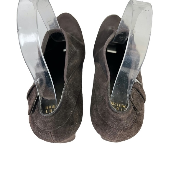 STUART WEITZMAN Chocolate Brown Genuine Leather Suede High Heels Shoes 9.5 W - Picture 7 of 16
